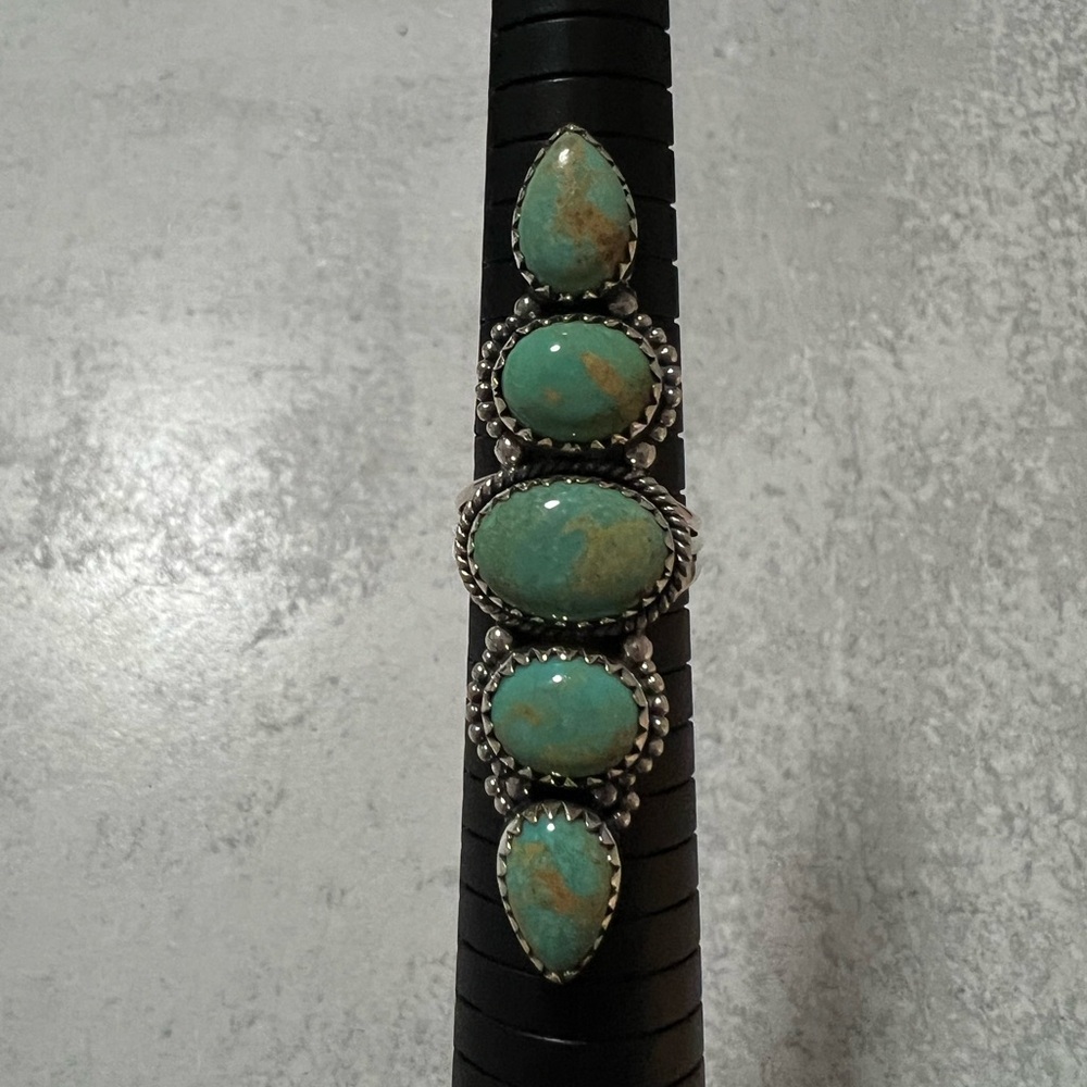 Turquoise Silver 925 Statement Ring Size 9 - image 1